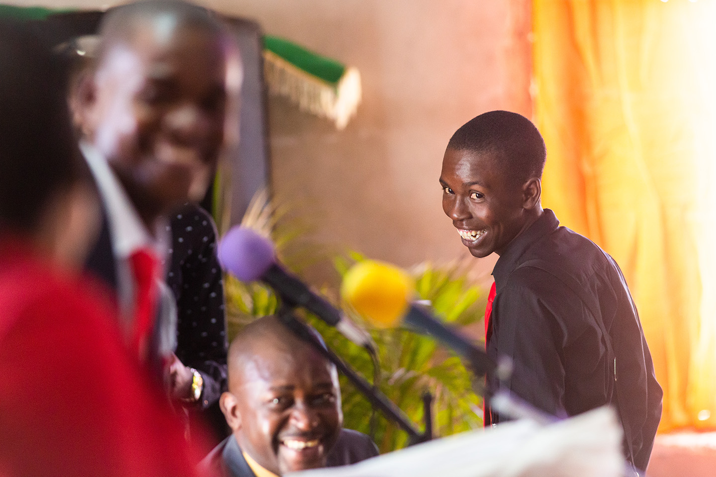 Sunday Service in Haiti with people smiling